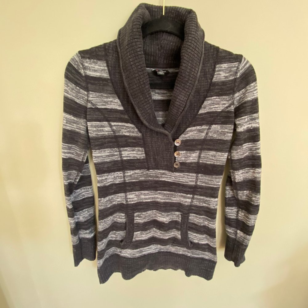 Guess Grey Striped Sweater with pocket